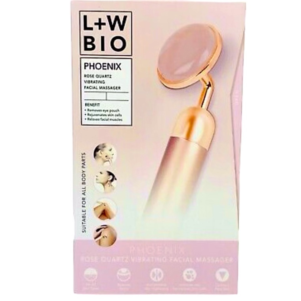 NIB Vibrating Rose Quartz Facial Roller PHOENIX Massager